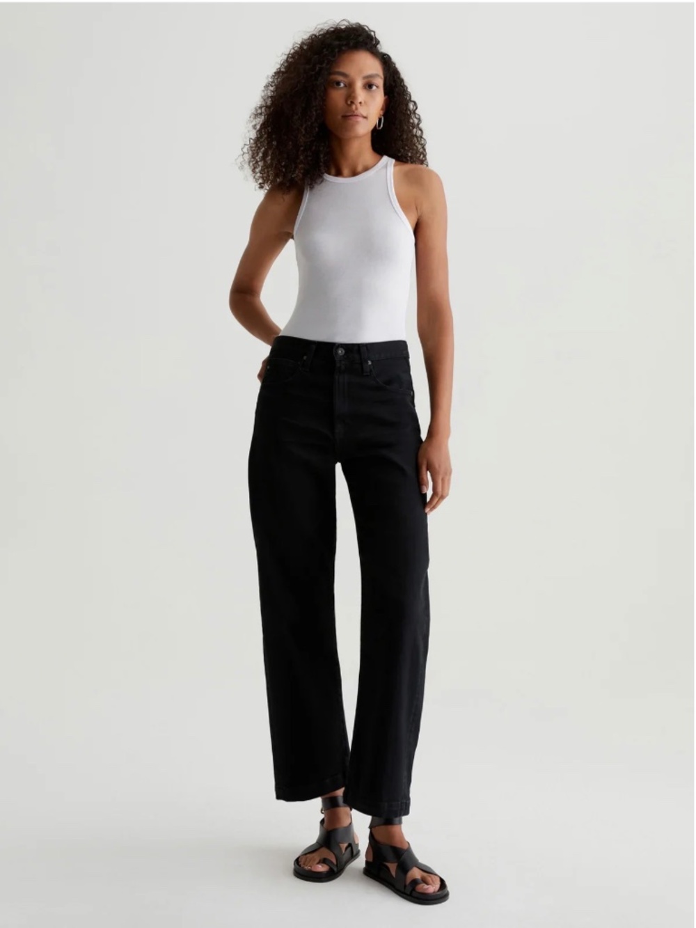 AG Hattie High Rise Barrel Jeans, Size 26 | Black